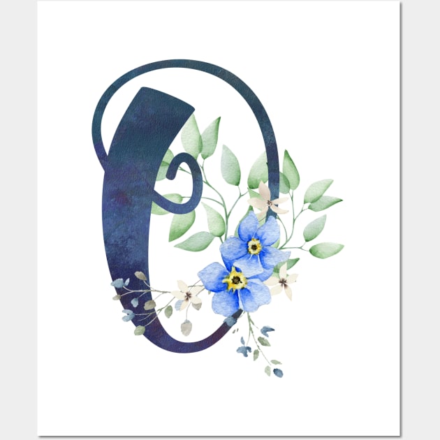 Floral Monogram O Wild Blue Flowers Wall Art by floralmonogram